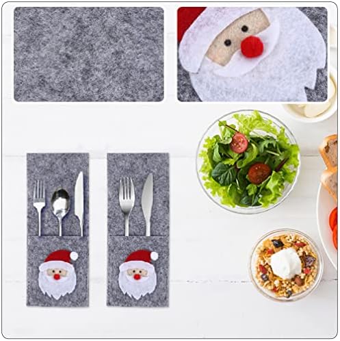 Kichvoe 8pcs Christmas Cutlery Holder Pouch Bags Santa Knife and Fork
