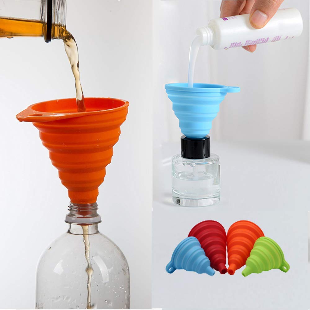 KongNai Kitchen Funnel Set 4 Pack, Small and Large, Kitchen Gadgets