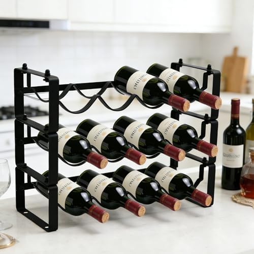 12-Bottle Wine Rack for Countertop, 3-Tier