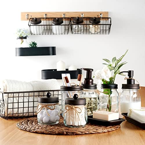 SheeChung Mason Jar Bathroom Accessories Set, 6Pcs Brown