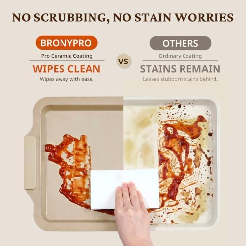 BRONYPRO Nonstick Ceramic Baking Sheet Set of 3, Aluminized Steel