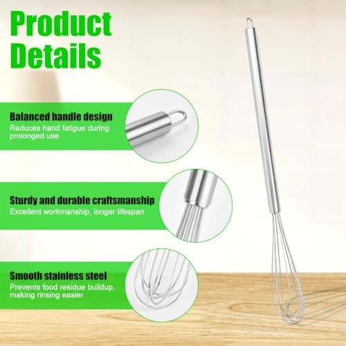 Gosknor 4pcs 11 Inch Mini Whisk, Small Egg Whisk with Long Handle