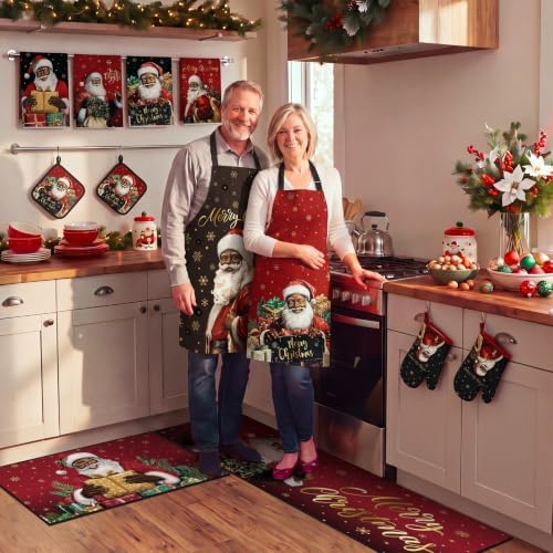 Fourluoo 12 Pcs Merry Christmas Kitchen Decor Set Santa Claus Kitchen