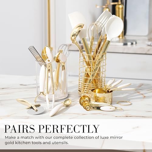 Styled Settings 8-Piece White and Gold Cooking Utensil Set