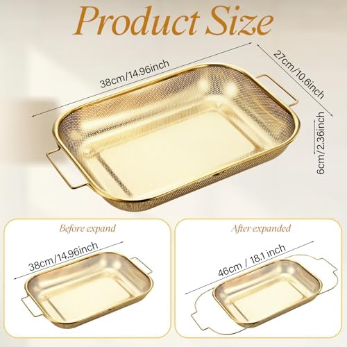 LemonRoad Gold Over the Sink Colander with Expandable Handles and
