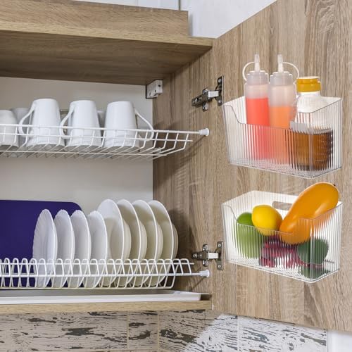 4pcs Adhesive Cabinet Door Storage Bin Wall Mounted Inside Over