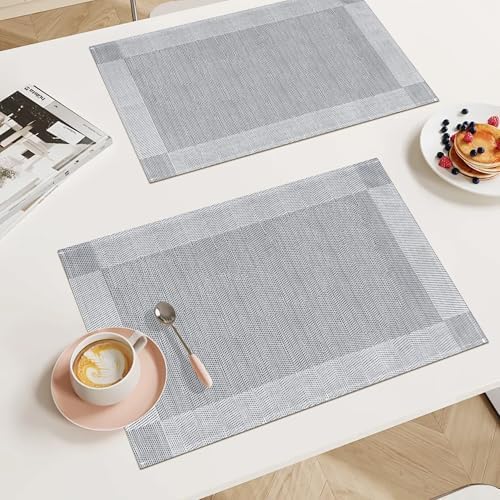Bloss Placemats Set of 4, Linen Woven Place Mats for Kitchen Table