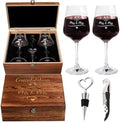 Congrats Mrs. & Mrs. Wedding Wine Glass Set, Lesbian, Wooden Box