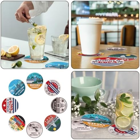 FoldTier Set of 48 Havana Print Disposable Paper Drink Coasters for