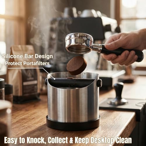 Coffee Grounds Knock Box, Small Stainless Steel Espresso Coffee Knock