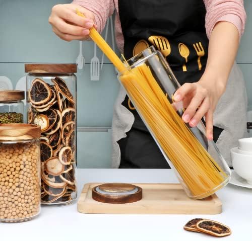Flrolove Glass Canisters With Wooden Lids, Kitchen Jars for Storage