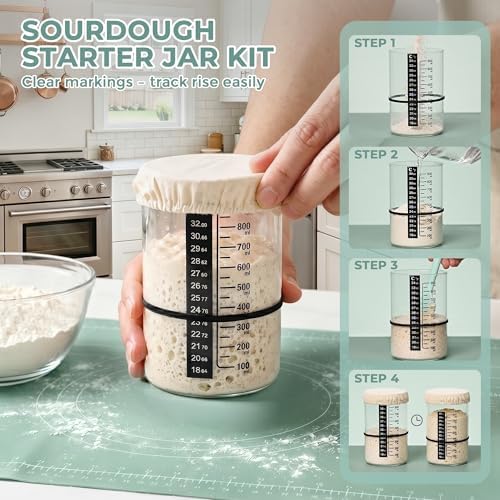 Sourdough Starter Kit, Round & Oval Banneton Baskets, Starter Jar