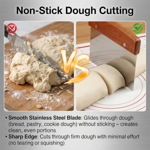Bench Scraper Stainless Steel Dough with Wooden Handle for Cake Noodle