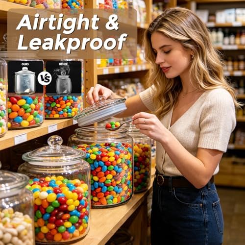 Masthome 1 Gallon Glass Jar with Lid,Wide Mouth Cookie Jar for Pantry