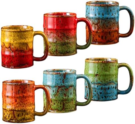 Handcrafted Ceramic Espresso Cups Set of 6, 5 oz - Kiln Glazed Small