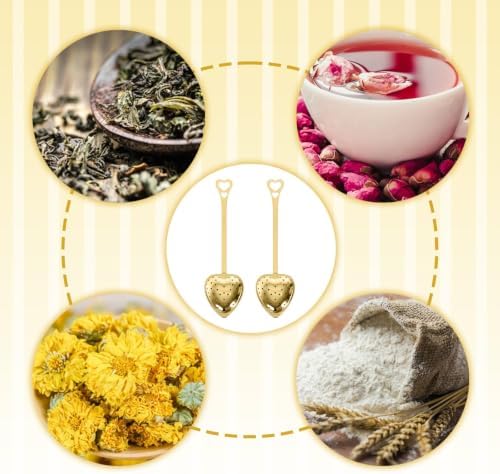 8Pcs Gold Heart-Shaped Stainless Steel Tea Infuser