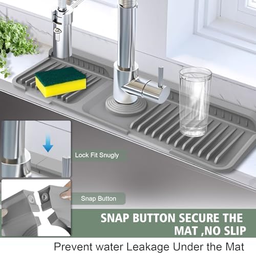 17.7-Inch Kitchen Sink Splash Guard Mat | 7° Slope for Fast