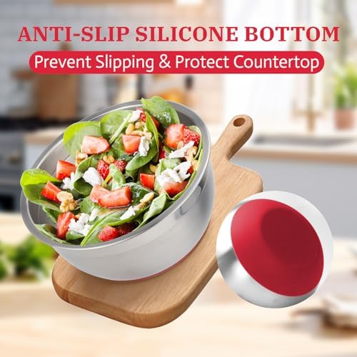 MARSKITOP Stainless Steel Mixing Bowls with Lids Set, Size 5, 3, 2