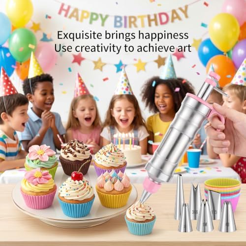 Dessert Decorating Syringe Set, Stainless Steel Frosting Kit