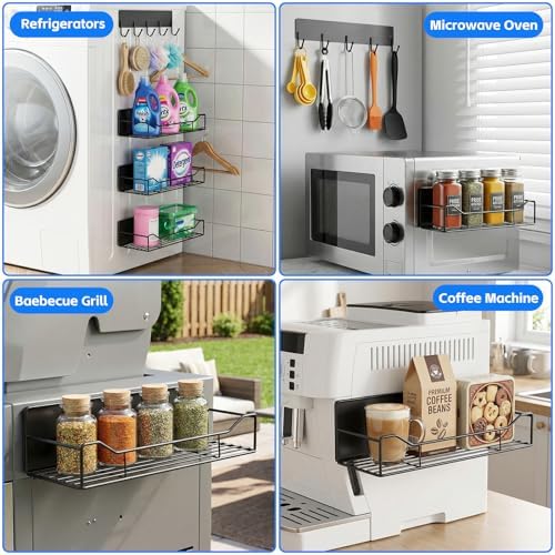5 Pack Magnetic Shelves for Washing Machine, Black