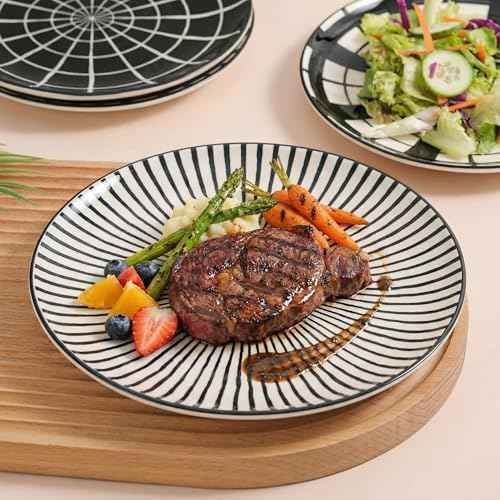 Ceramic Dessert Plates 8 Inch - Salad Appetizer Plate Set of 6