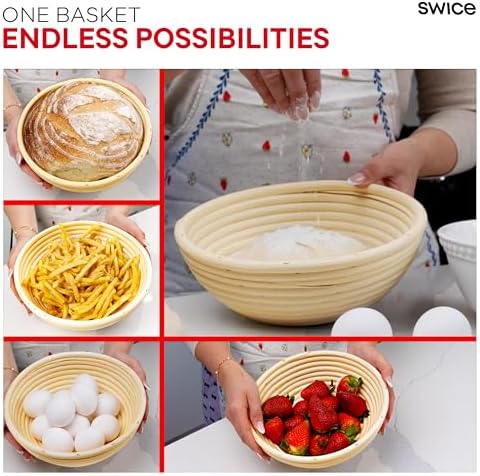Swice Bread Proofing Basket, Round 9-Inch Banneton Sourdough Starter