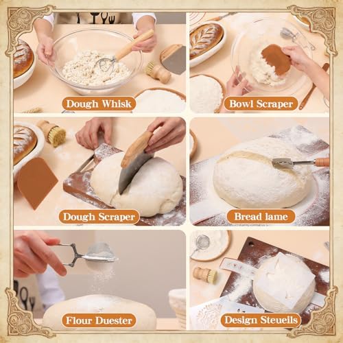 Sourdough Starter Kit with Banneton Basket, Jar and Tools