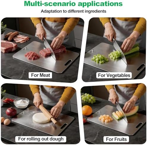 100% Pure Titanium Cutting Board Set in S/M/L Sizes, Food Grade