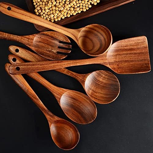 Wooden Spoons for Cooking,12 Wood Kitchen Utensils Set with Comfort