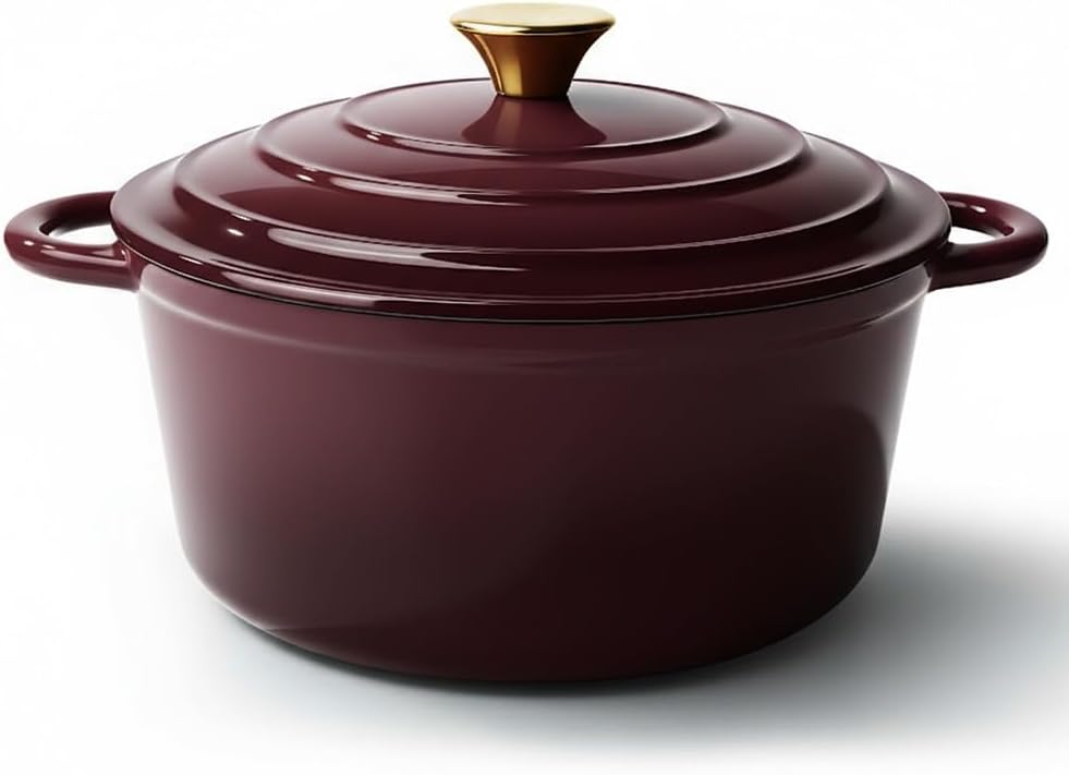 Vintage Style 6 Quart Dutch Oven Pot with Lid, Non Stick Enameled Cast