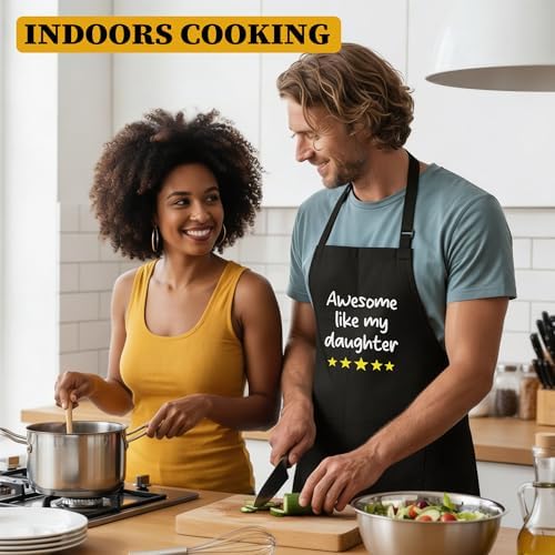 Funny Aprons for Men, Black Kitchen Adjustable Apron Father's Day