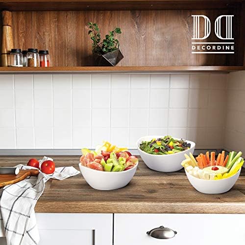 3 Piece Serving Bowl Set – Elegant White Porcelain Salad Bowls for
