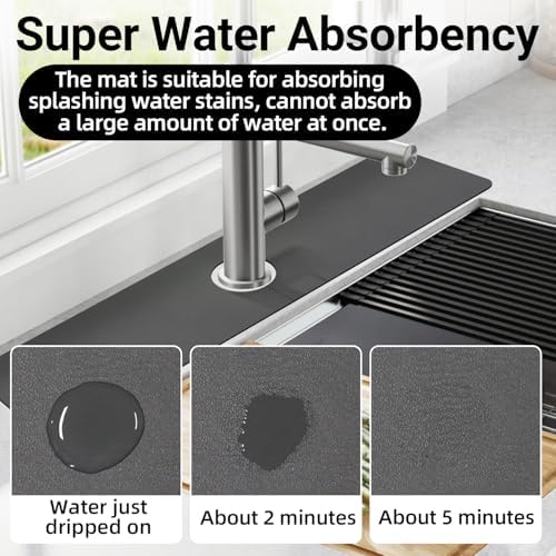 LOPNUR Cuttable Faucet Mat for Kitchen Sink, Long 24x5.5 Inch, Dark