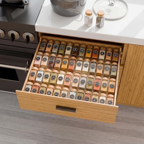 LETGO 8 Pack Adjustable Spice Rack for Drawer- Expandable From 11" to