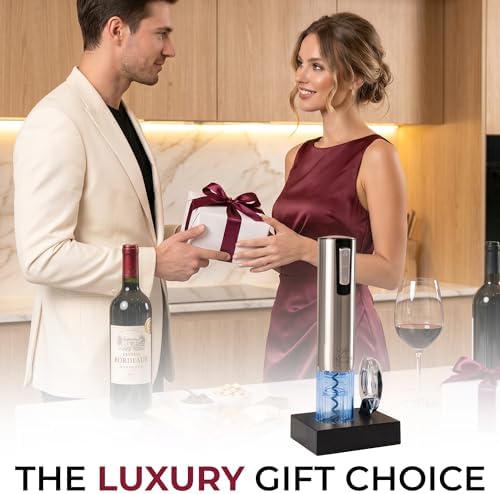 Zulay Kitchen Electric Wine Opener with Charging Base & Foil Cutter