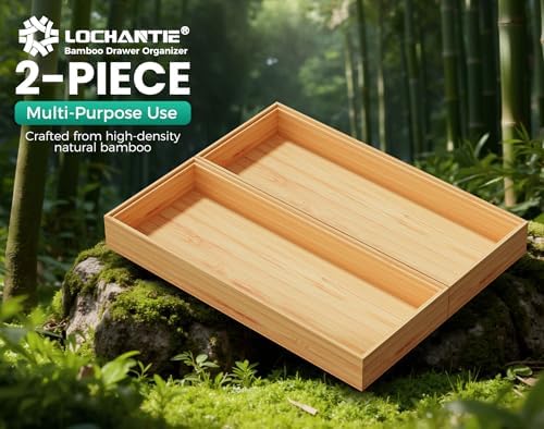 Long Bamboo Kitchen Drawer Organizer Boxes, 17 x 6"
