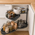 Blind Corner Cabinet Pull Out Organizer,Height-Adjustable 2-Tier Shelves