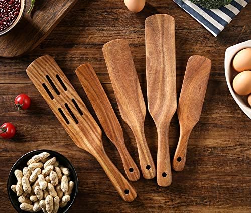 6 Pcs Natural Teak Wooden Spurtle Set