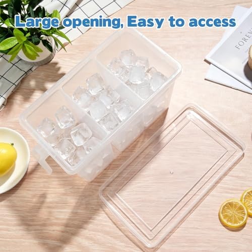 CIEOVO 2 Set 3 Divided Ice Bin for Freezer with Lid and 2 Scoop Set