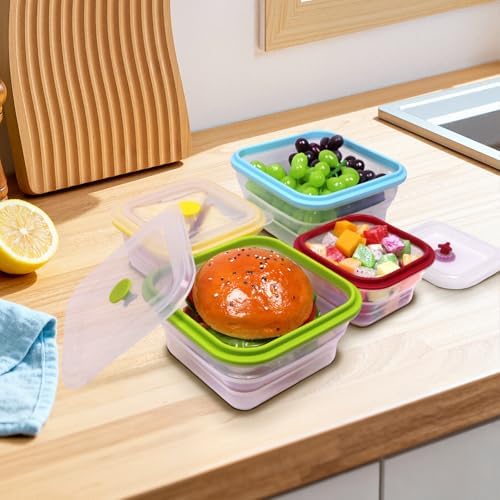 Set of 4 Collapsible Full Silicone Food Storage Containers with Lids