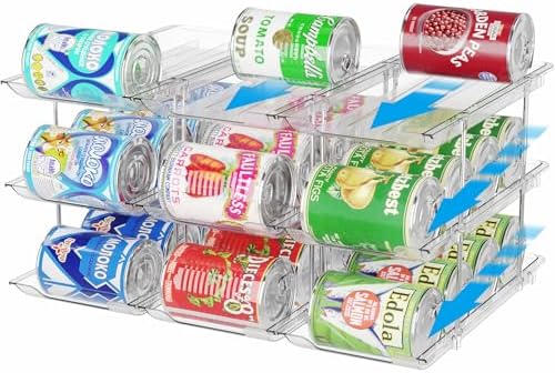 Can Organizer for Pantry Stackable AND Rolling Soda Can Dispenser for