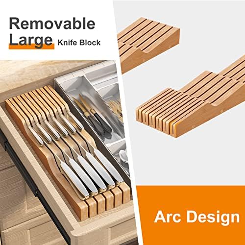 In-Drawer Bamboo Knife Block for 11 Knives, Natural