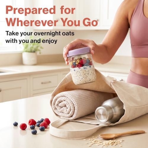 EDELHAUS Glass Overnight Oats Containers with Lids
