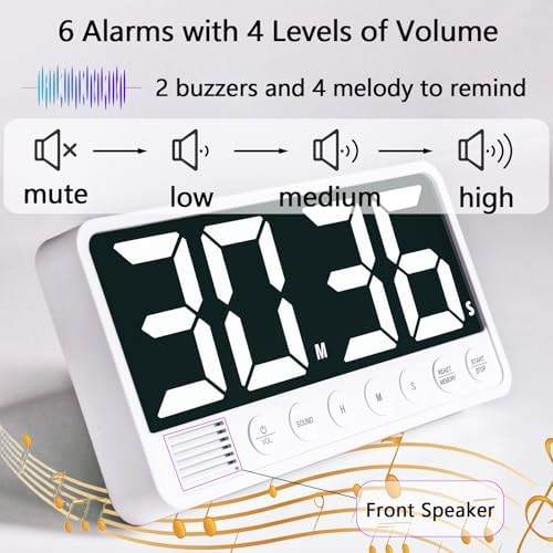 Digital Kitchen Timer with Extra Large Display, White