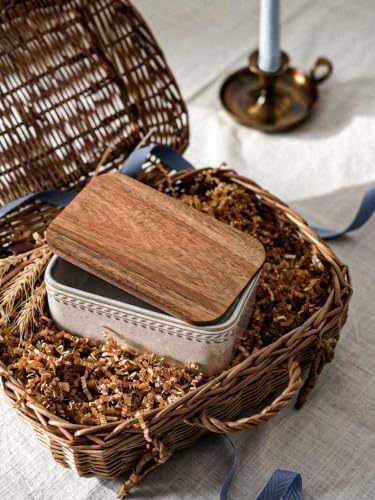 LE TAUCI Butter Dish with Lid for Countertop, Ceramic Butter