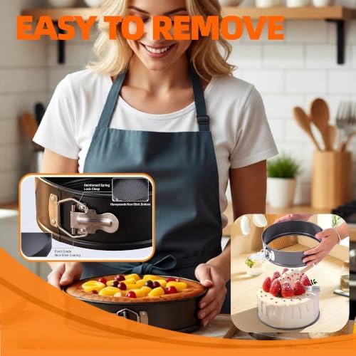 6PCS Nonstick Springform Pan Set Round Baking Pans Removable Bottom