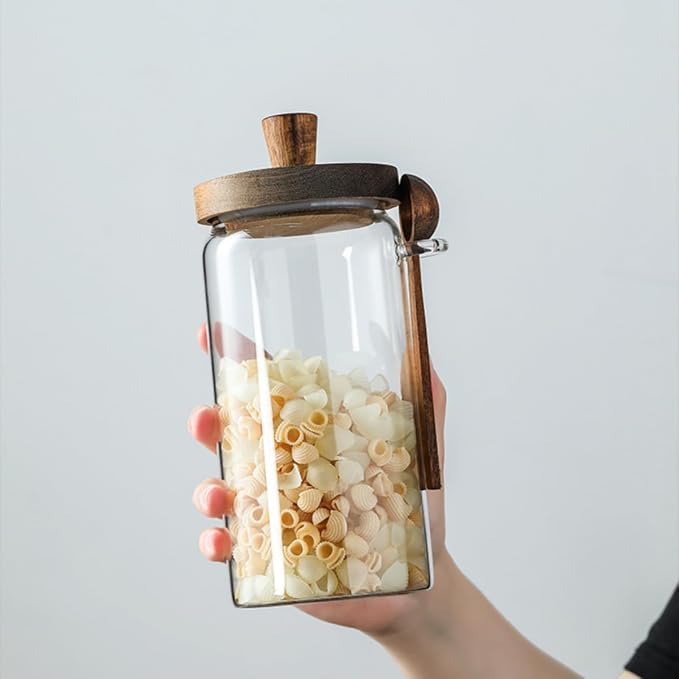 ANSQU 2 Pack Glass Jars with Wooden Lids & Spoons, 34oz Food Storage Containers - Image 8