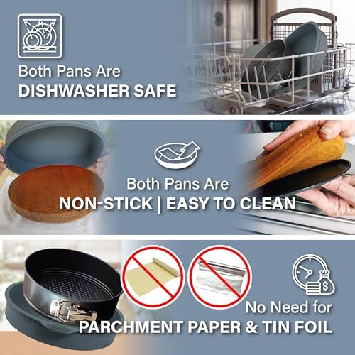 Cheese Cake Pans for Baking, NON-STICK Springform Pan Set & SILICONE