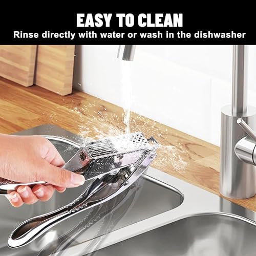 Stainless Steel Garlic Press and Slicer, 3-in-1
