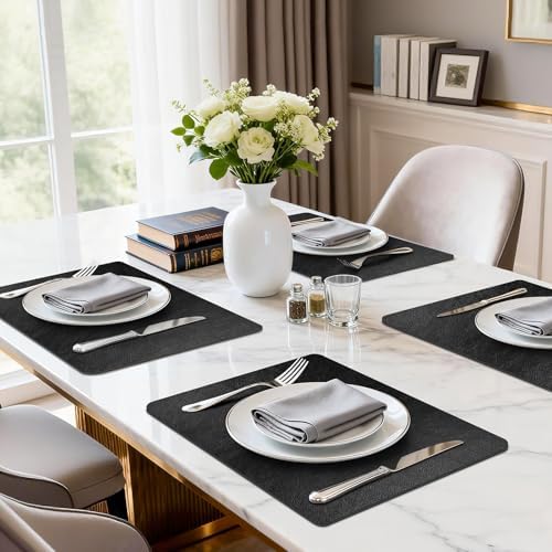 Faux Leather Placemats Set of 6, Washable Place Mats, Vinyl Placemats